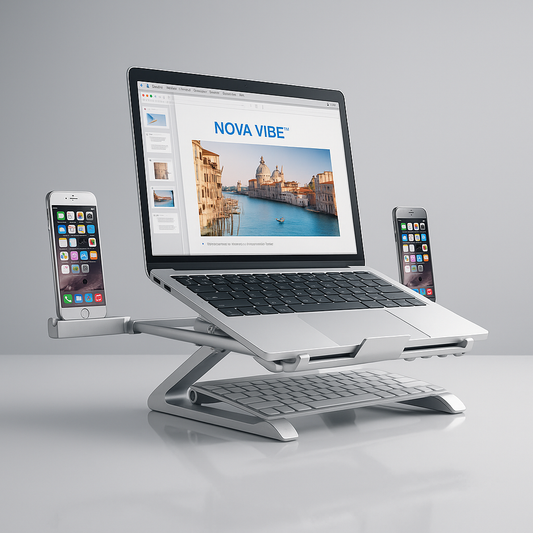NovaVibe™ ElevatePro™ – Adjustable Foldable Laptop Stand for Desk & Home Office