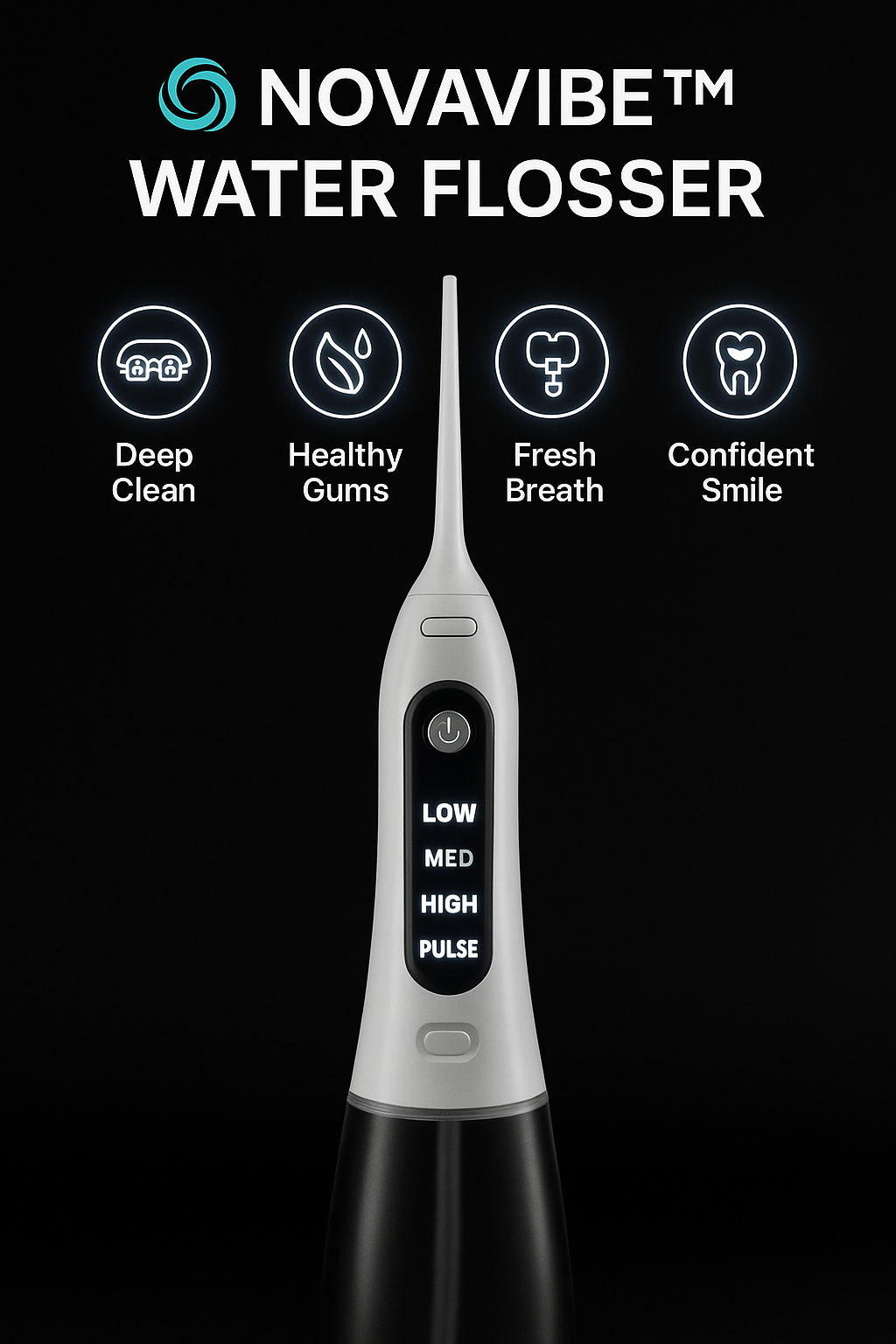 NovaVibe™ HydroPulse Pro™ – 6-in-1 Smart Water Flosser